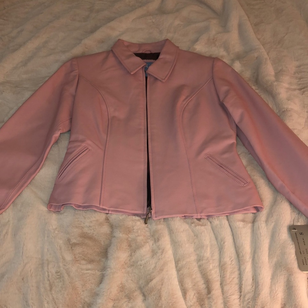 Pink leather jacket